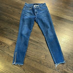 J Brand Jeans Zip Austin Skinny Jeans 24 Zip Ankle Raw Hem EUC